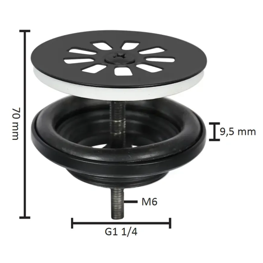 Differnz fonteinafvoerplug mat zwart