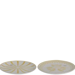 Geen Dinerbord geel strepen bloemen d27cm - per stuk