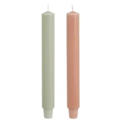 Geen Dinerkaars stearine roze l.groen 2 stuks - h25xd3cm