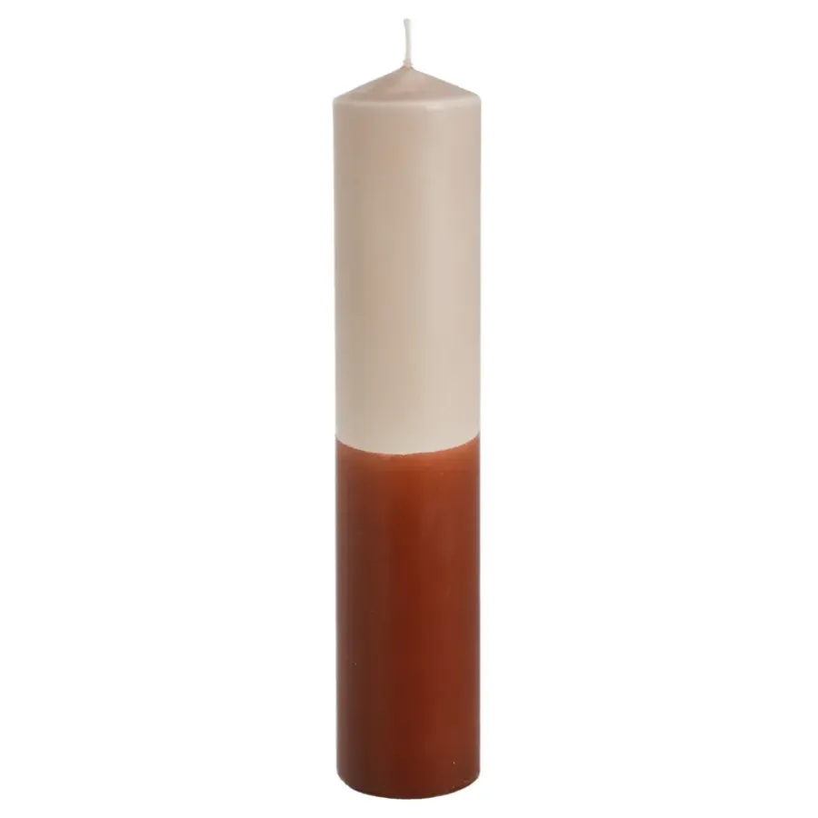 Geen Dip-dye kaars stearine licht roze terra - h25xd5cm