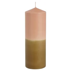 Geen Dip-dye kaars stearine roze bruin- h20xd7cm