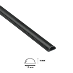 D-line kabelgoot halfrond zwart 16/8 mm 2 meter