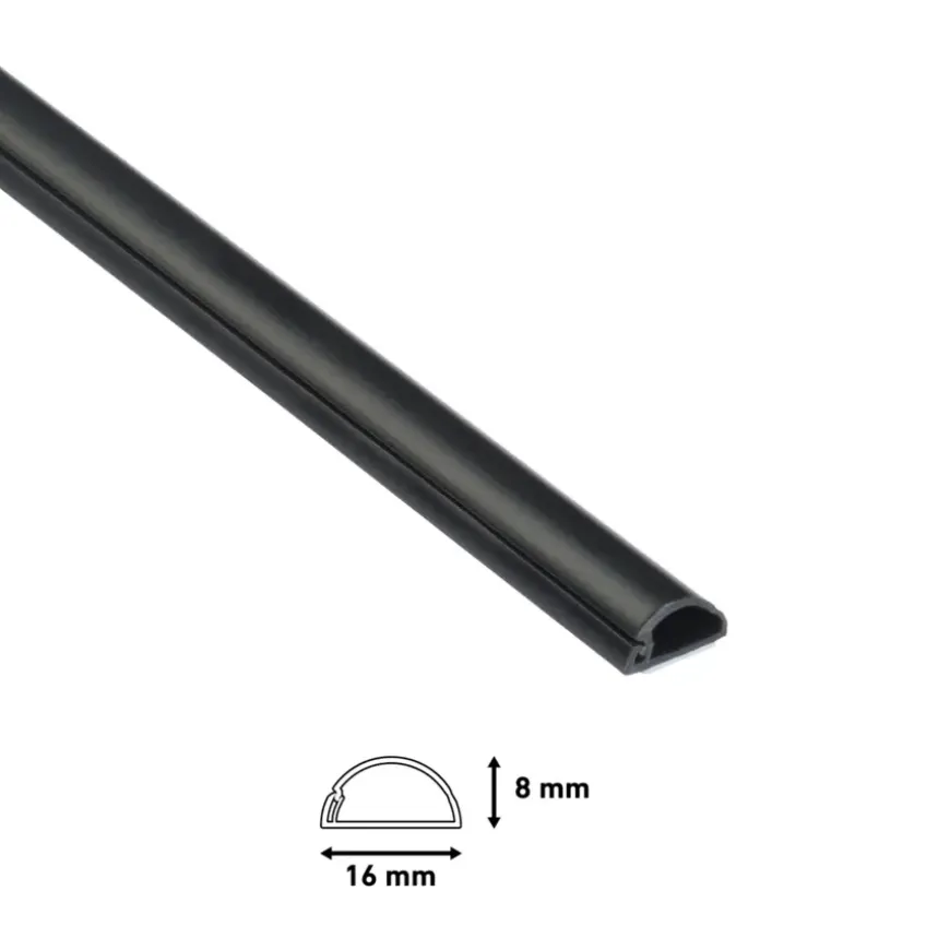 D-line kabelgoot halfrond zwart 16/8 mm 2 meter