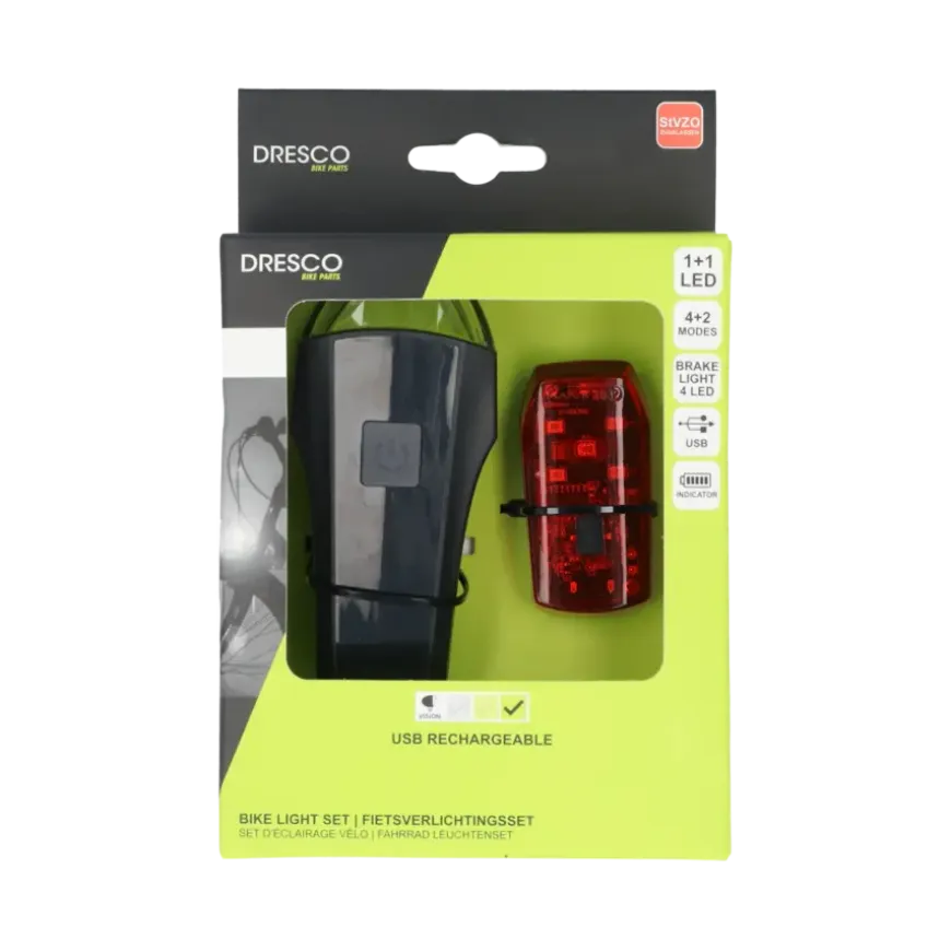 Dresco fietsverlichtingsset Razor USB