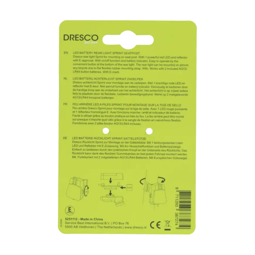Dresco Sprint achterlicht zadelpen