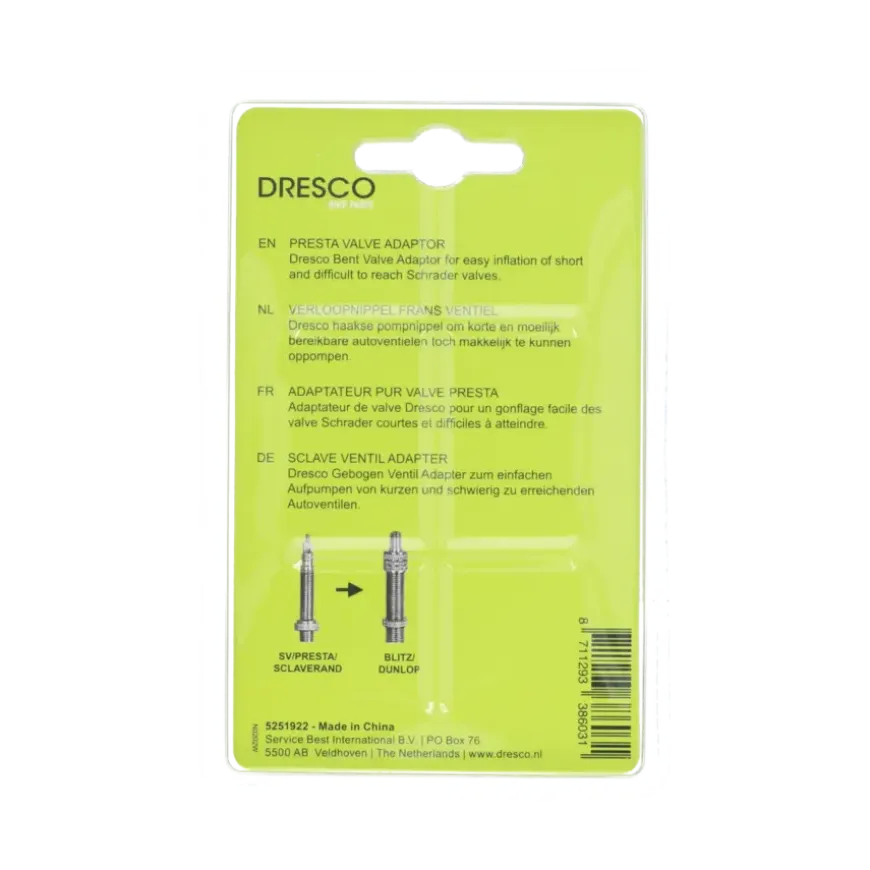 Dresco verloopnippel frans ventiel