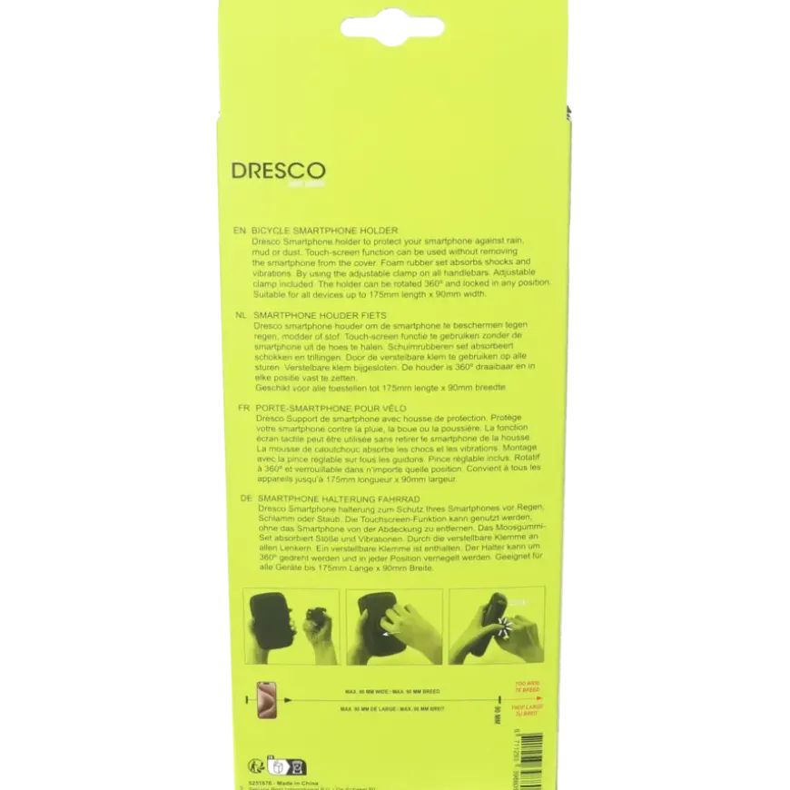 Dresco waterdichte smartphone houder fiets