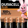 Duracell Batterij AA Alkaline Plus 4 stuks