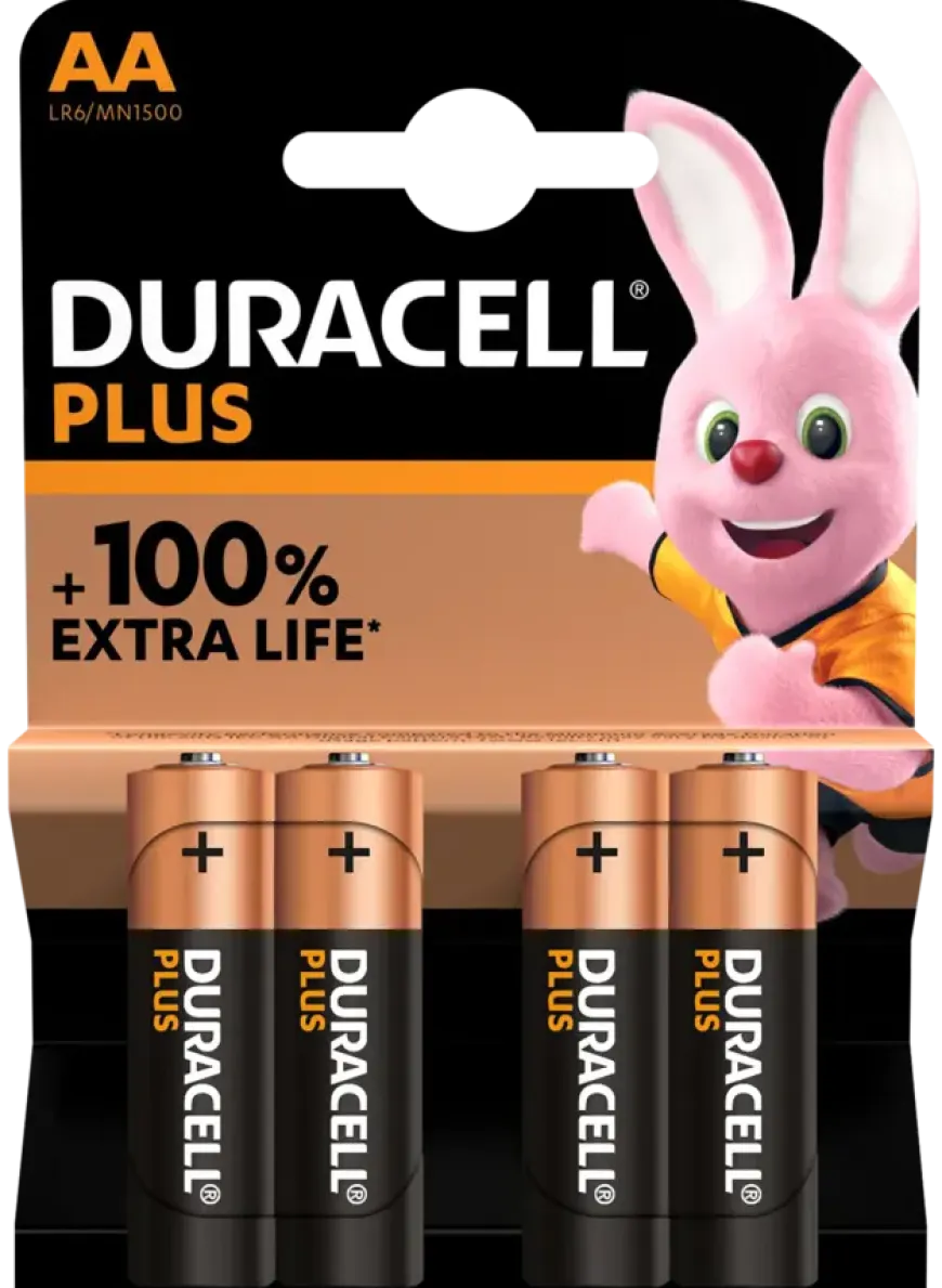 Duracell Batterij AA Alkaline Plus 4 stuks