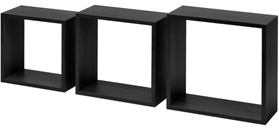 Duraline kubus zwart eiken 12 mm 30x30x12 cm set 3 stuks
