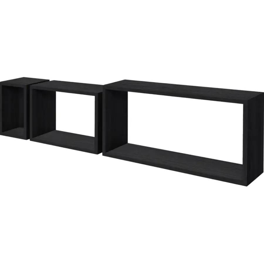 Duraline kubus zwart eik 60x30x15 cm 18mm set 3 stuks