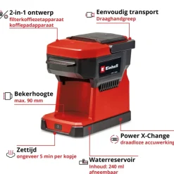 EINHELL 18V koffiemachine TE-CF 18 Li (zonder accu)