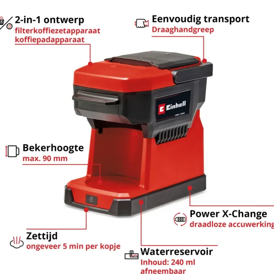 EINHELL 18V koffiemachine TE-CF 18 Li (zonder accu)