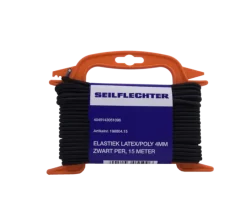 Seilflechter ELASTIEK LATEX/POLY 4MM ZWART 15MTR