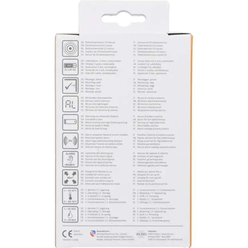 Elro FC280211 koolmonoxide melder inclusief 2 AA-batterijen 2 jaar