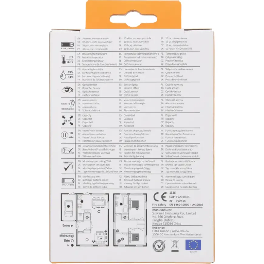 Elro FS2010-2 optische rookmelder inclusief 10 jaar lithium batterij DUO-pack