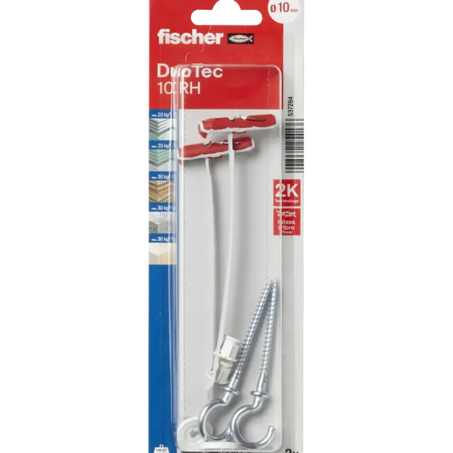 Fischer Hollewandplug DuoTec 10 mm met schroefhaak 2 stuks