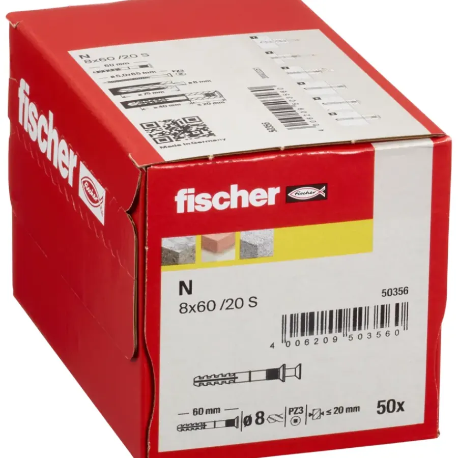Fischer slagplug N8X60 Z 50 stuks