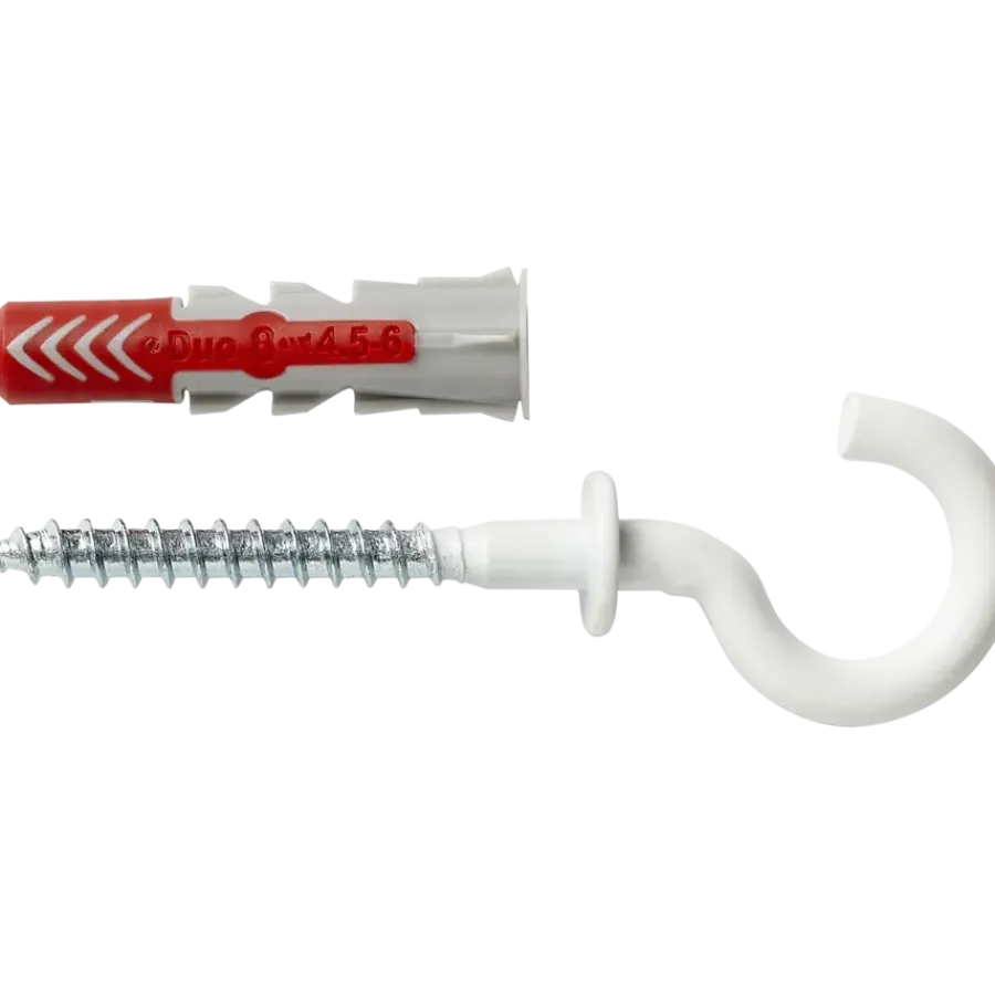 Fischer Universeelplug DuoPower 8x40mm met witte schroefhaak 4 stuks