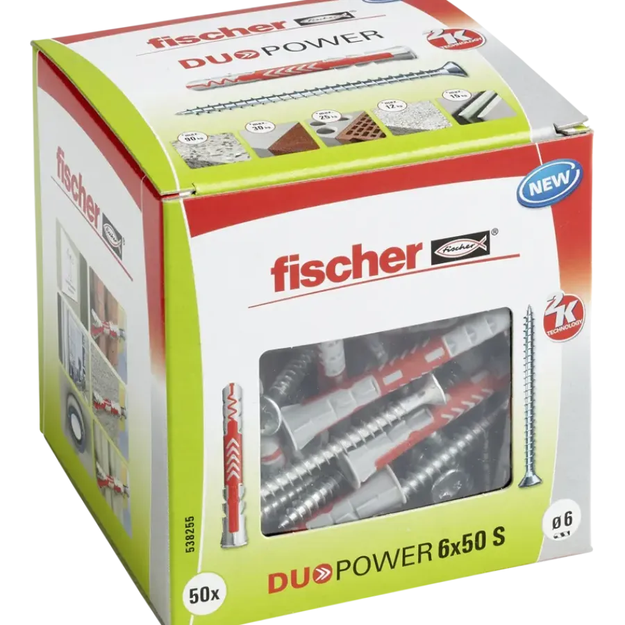 Fischer Universeelplug DuoPower 6x50mm met schroef 50 stuks