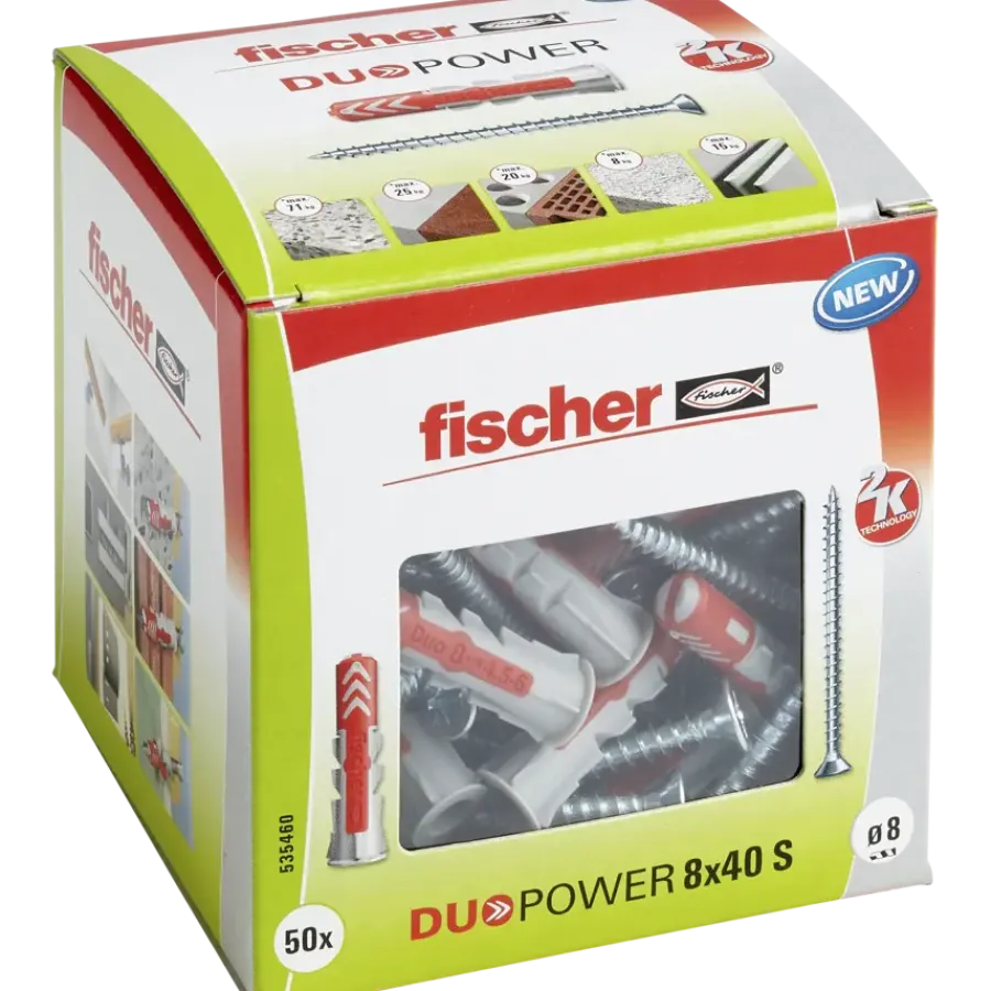 Fischer Universeelplug DuoPower 8x40mm met schroef 50 stuks