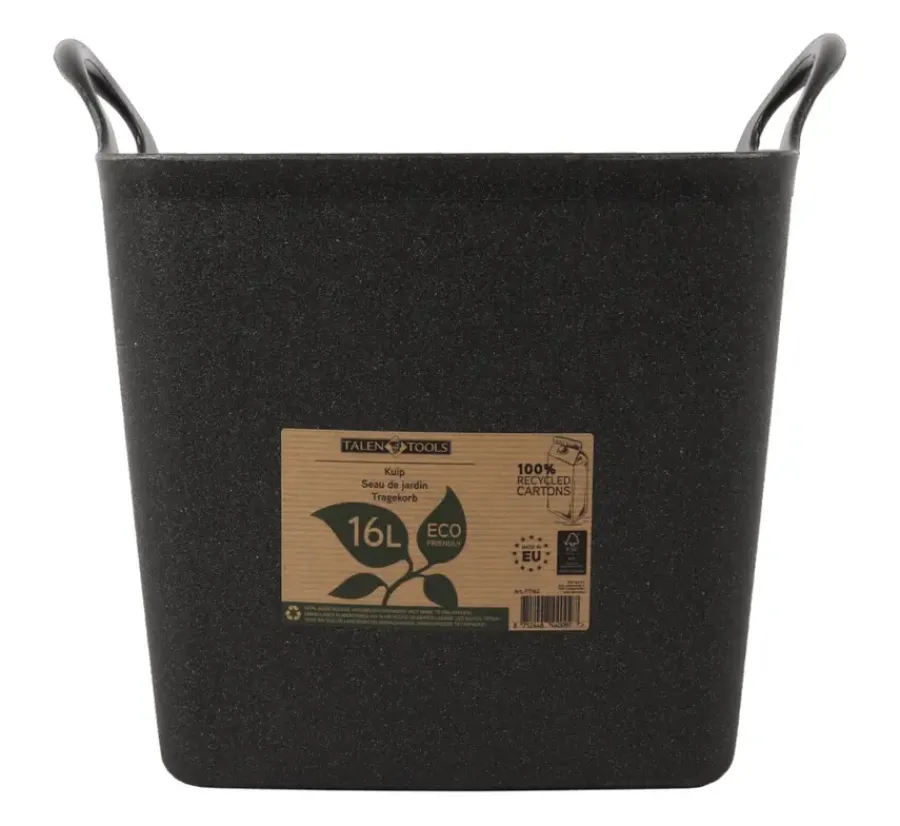 Talen Tools Flexibele kuip / emmer Zwart 16L (100% gerecycled)