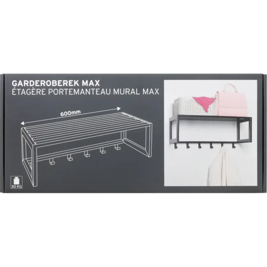 Geen Garderobekapstok 6 haken Max zwart ijzer