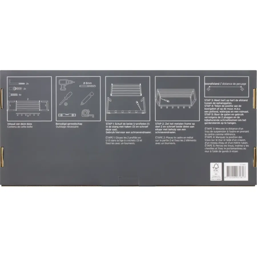 Geen Garderobekapstok 6 haken Max zwart ijzer