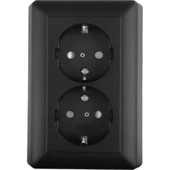 Gira E2 Inbouw Dubbel Geaard Stopcontact Mat Zwart