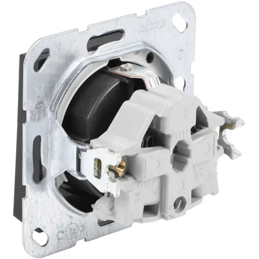 Gira E2 Inbouw Enkel Geaard Stopcontact met Klepje Mat Zwart