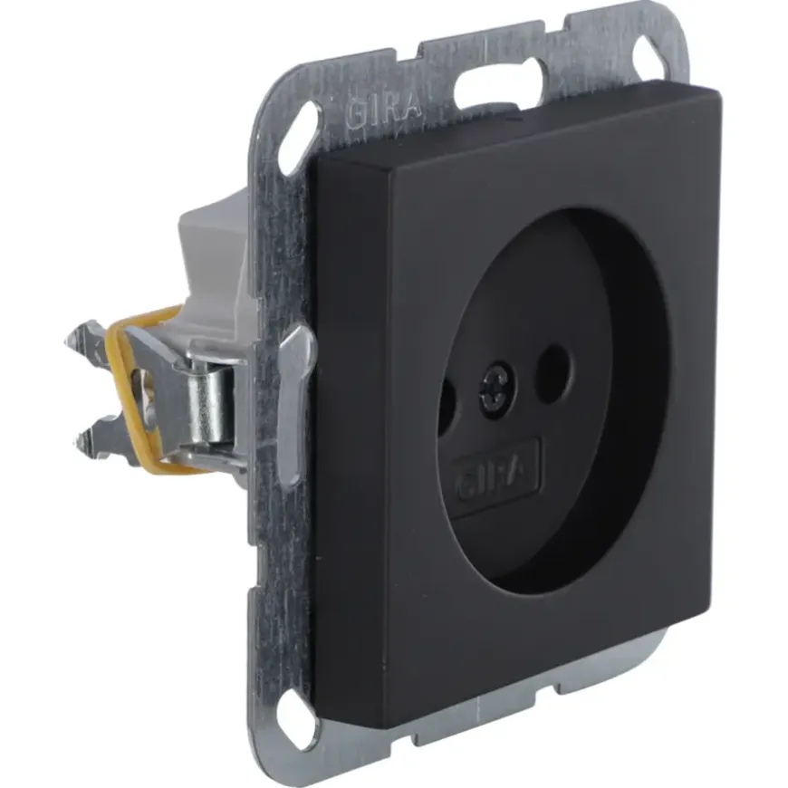Gira E2 Inbouw Enkel Stopcontact Mat Zwart