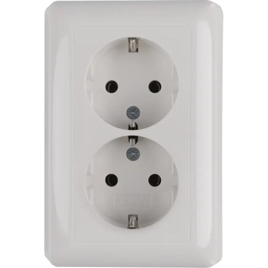 Gira ST55 Inbouw Dubbel Geaard Stopcontact Wit