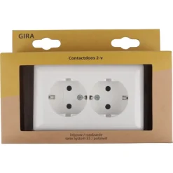 Gira ST55 Inbouw Dubbel Geaard Stopcontact Wit