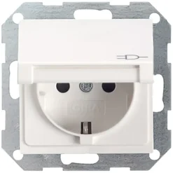 Gira ST55 inbouw enkel geaard stopcontact met klep wit
