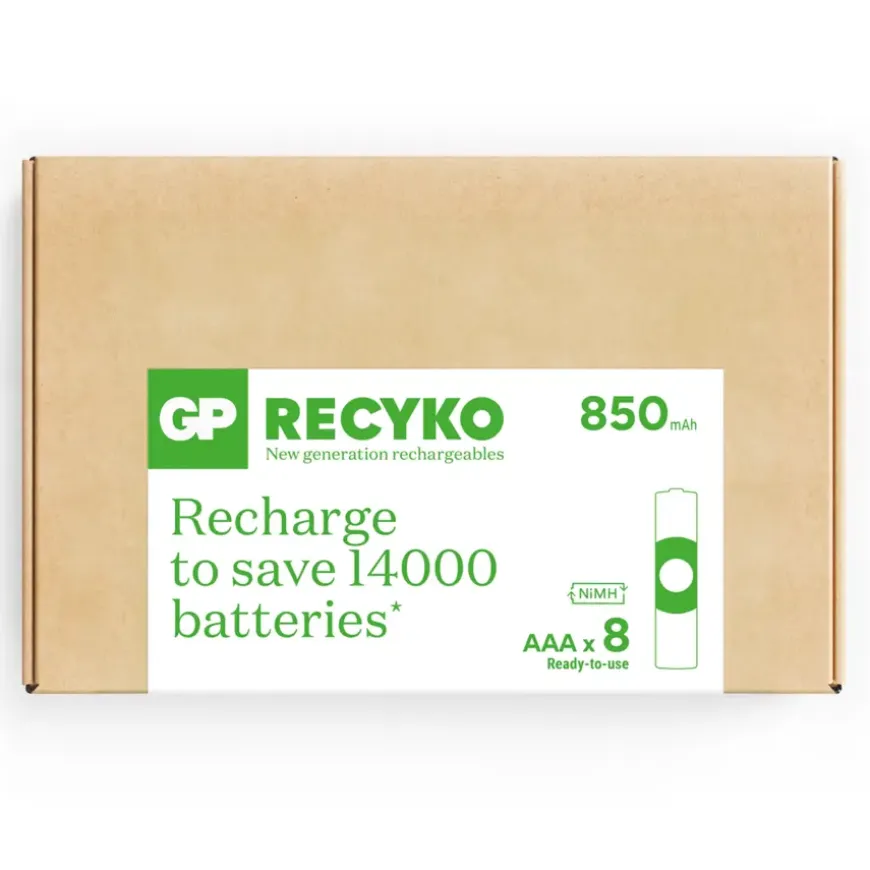 GP Batterij Oplaadbaar AAA NiMH 850 mAh ReCyko 1,2V 8 stuks