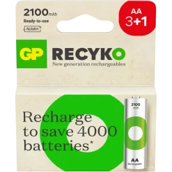 GP Batterij Oplaadbaar AA NiMH 2100 mAh ReCyko 1,2V 4 stuks (3+1)