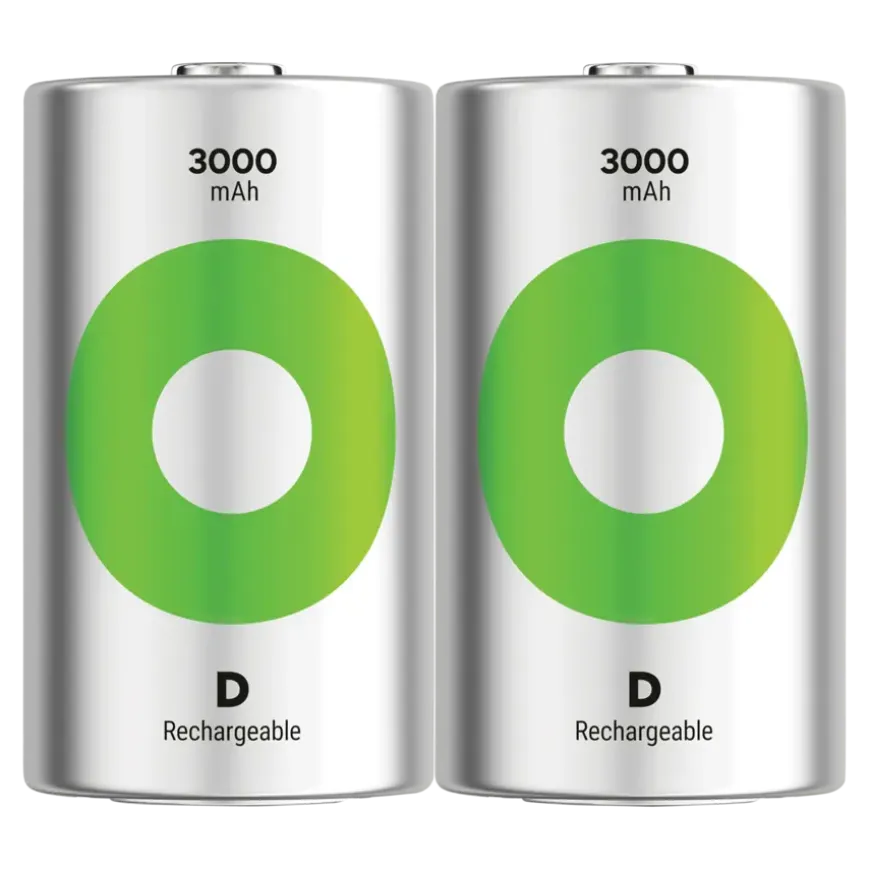 GP Batterij Oplaadbaar D Mono NiMH 3000mAh ReCyko 1,2V 2 Stuks