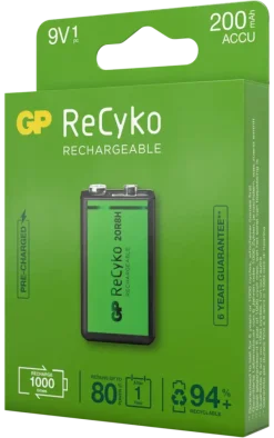 GP Batterij Oplaadbaar 9V NiMH 200mAh ReCyko 8,4V 1 Stuk