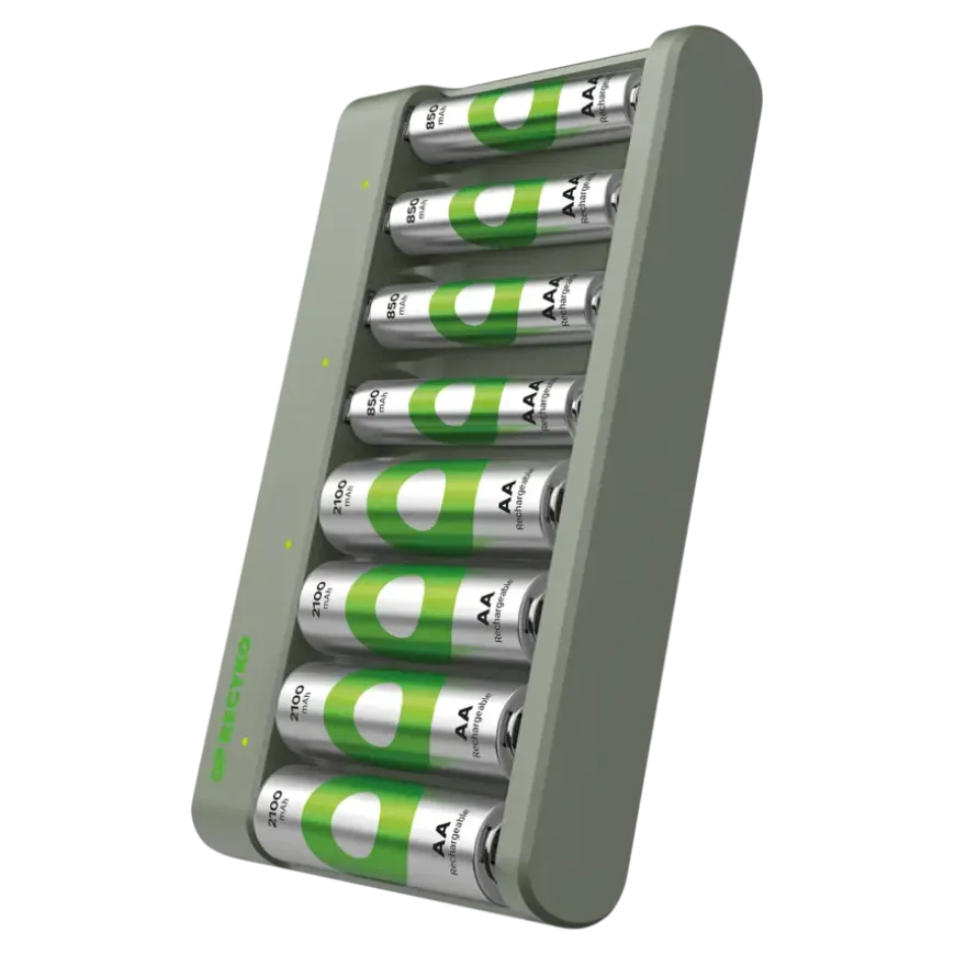 GP USB Batterijlader AA + AAA inc. Micro USB snoer en 4x AA + 4x AAA Batterijen