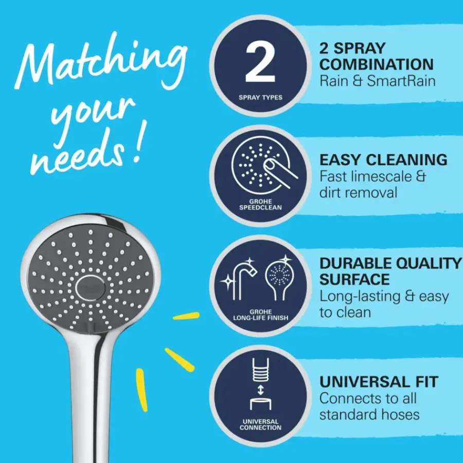 Grohe douchekop Quickfix Vitalio Joy handdouche 2 standen ø 11 cm chroom