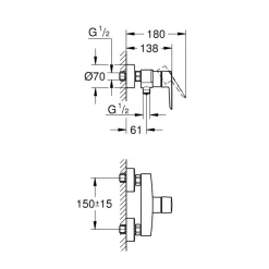 Grohe douchemengkraan Start mat zwart 15 cm