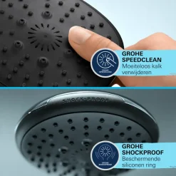 Grohe douchesysteem Vitalio Start 250 met handdouche en thermostaatkraan 2 standen chroom, max. 8,0 L/min bij 3 bar - hartafstand kraan 15 cm