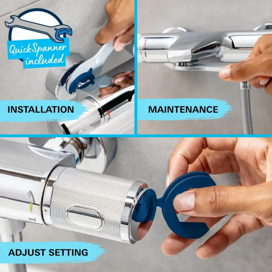 Grohe douchesysteem Vitalio Start 250 met handdouche en thermostaatkraan 2 standen chroom, max. 8,0 L/min bij 3 bar - hartafstand kraan 15 cm