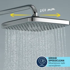 Grohe Douchesysteem Vitalio Comfort 250 Douchesysteem vierkant met omstelling, Max. 8,0L/M Bij 3 Bar Chroom - hartafstand kraan 15 cm