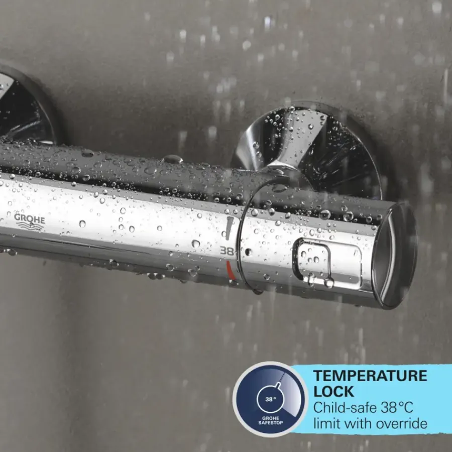 Grohe Douchesysteem Vitalio Comfort 250 met thermostaatkraan, Max. 8,0L/M Bij 3 Bar - Chroom - hartafstand kraan 15 cm