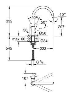 Grohe keukenkraan Start Edge chroom