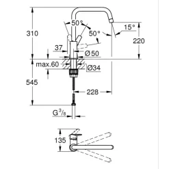 Grohe keukenkraan Start hoge U-uitloop QuickFix chroom