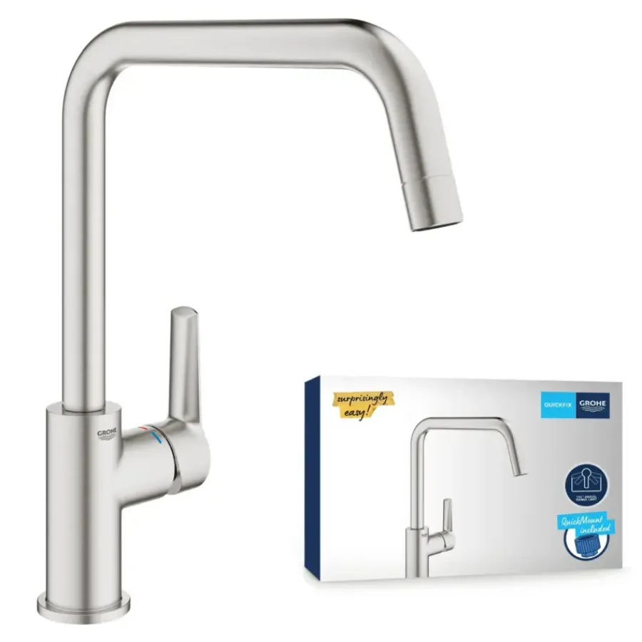 Grohe keukenkraan Start hoge U-uitloop QuickFix supersteel (RVS look)