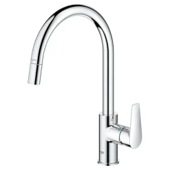Grohe Keukenmengkraan Start Edge Hoge Uitloop Uittrekbare Mousseur Chroom