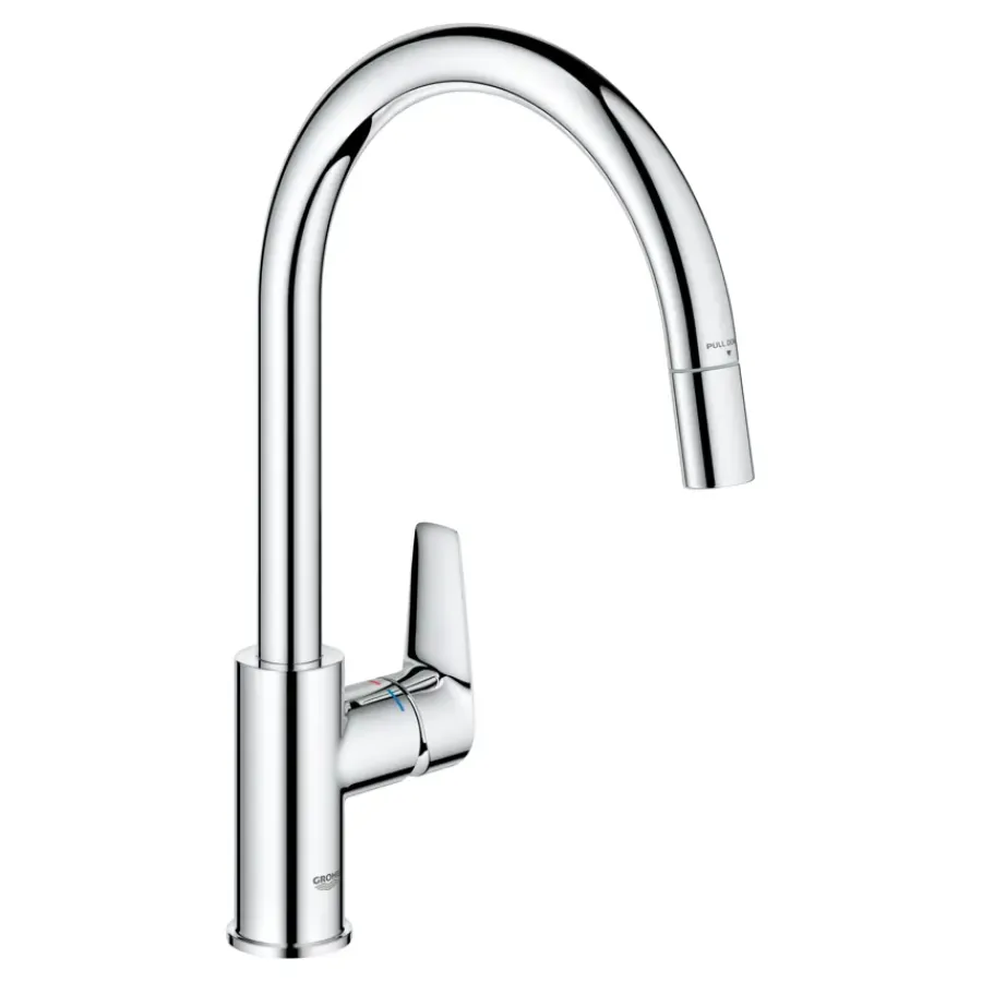 Grohe Keukenmengkraan Start Edge Hoge Uitloop Uittrekbare Mousseur Chroom